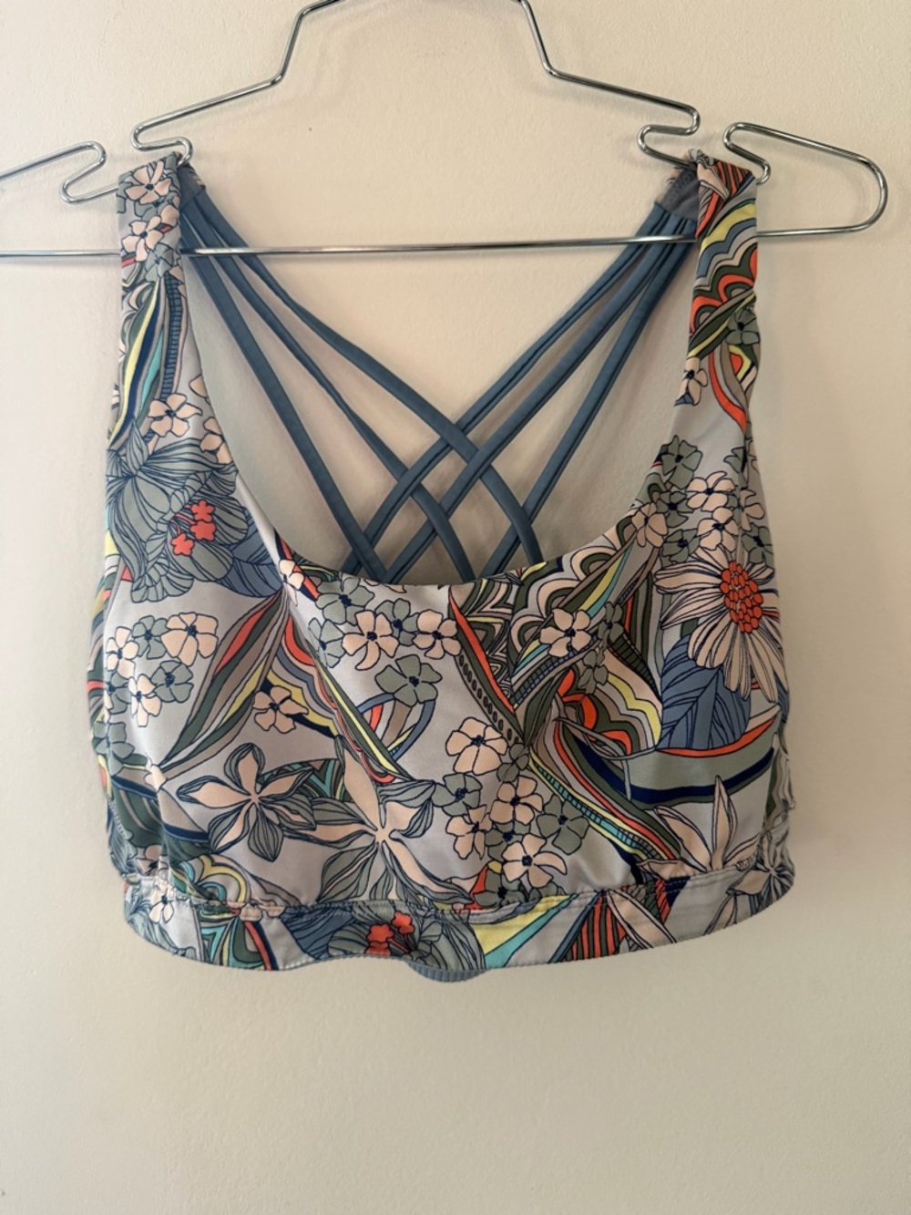 Victoria's Secret Floral Strappy Light Blue Sports Bra